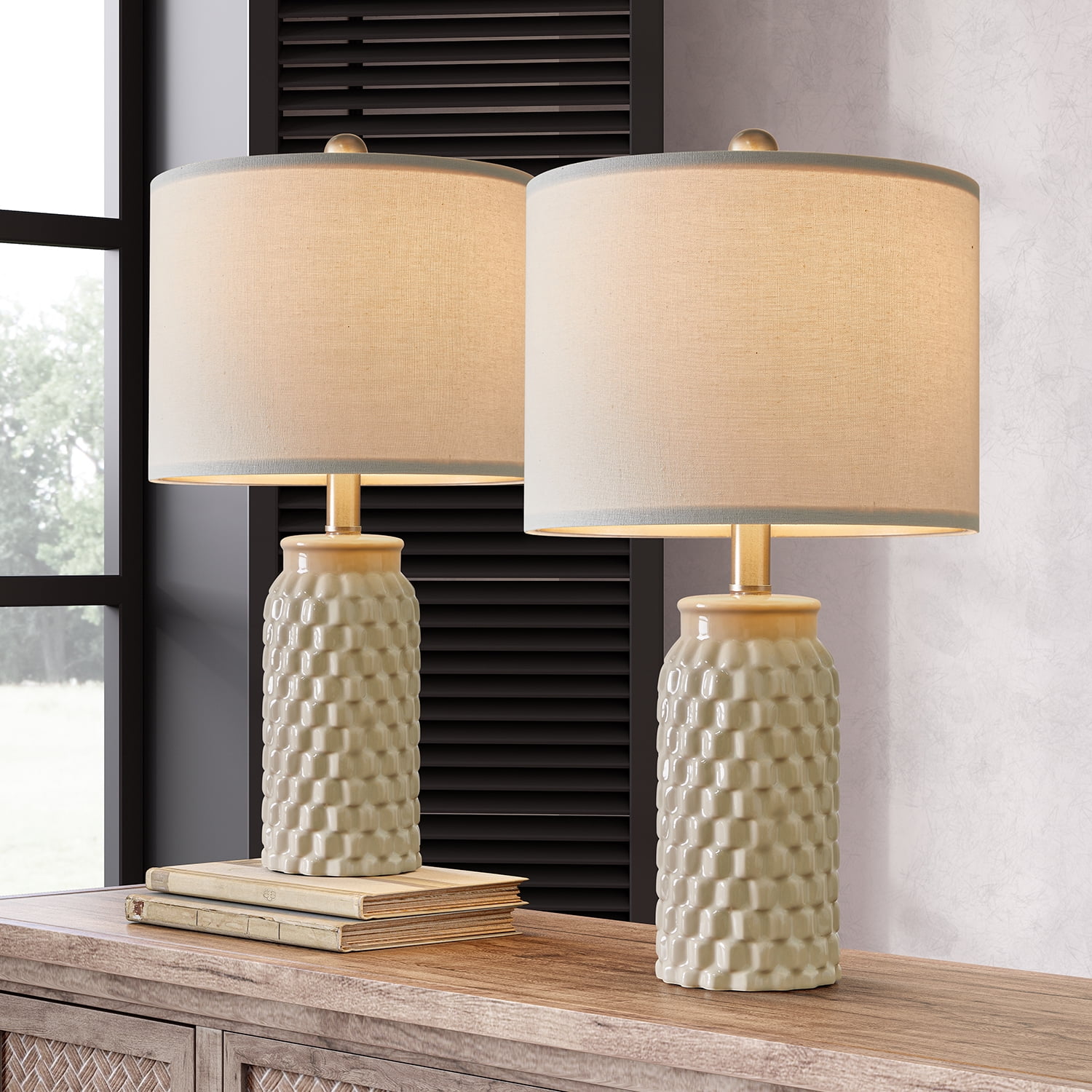 Oneach Farmhouse Table Lamp Set of 2 for Bedroom Living Room 20.5