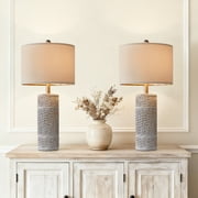 Oneach 25.5" Farmhouse Table Lamp Set of 2 for Bedroom Living Room Bedside Nightstand Lamps Resin Retro