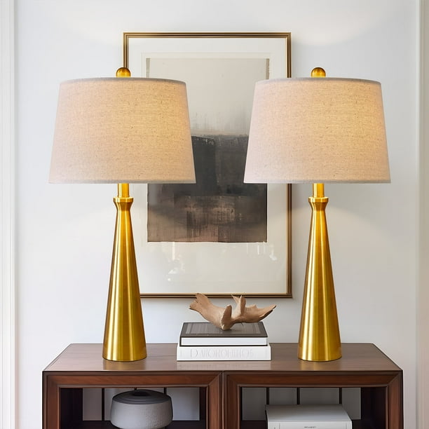 Oneach Gold Modern LED Night Stand Table Lamp Set of with USB