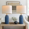 thumbnail image 1 of Oneach Modern Table Lamp Set of 2 for Bedroom Living Room 20.5" Contemporary Dark Blue Ceramic Bedside Nightstand Lamps, 1 of 12