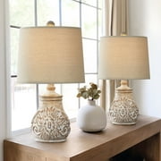 Oneach Retro Table Lamps for Living Room Bedroom 18.5" Farmhouse Set of 2 Nightstands Lamp Bedside Resin