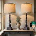 thumbnail image 1 of Oneach Rustic Black Table Lamp Set of 2 with 2 USB Ports 27.25" Resin Farmhouse Bedside Nightstand Lamps for Bedroom Living Room Study, 1 of 10