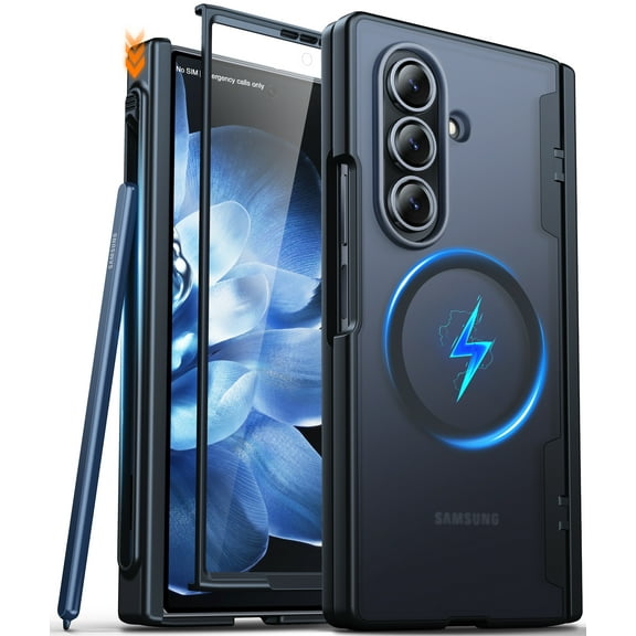 Oneagle Magnetic for Samsung Galaxy Z Fold 7 Case Built in Screen Protector Translucent [Fit for MagSafe] [S Pen Holder Slot] [Hinge Protection] MIL-Grade Shockproof Matte Case for Galaxy Z Fold 7