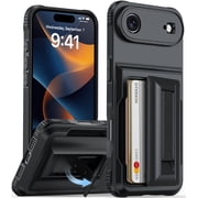 Oneagle Stand & Wallet Case (Store 4-5 Cards) for iPhone Air Case with Card Holder,Rugged Case for iPhone 17 Air,Black