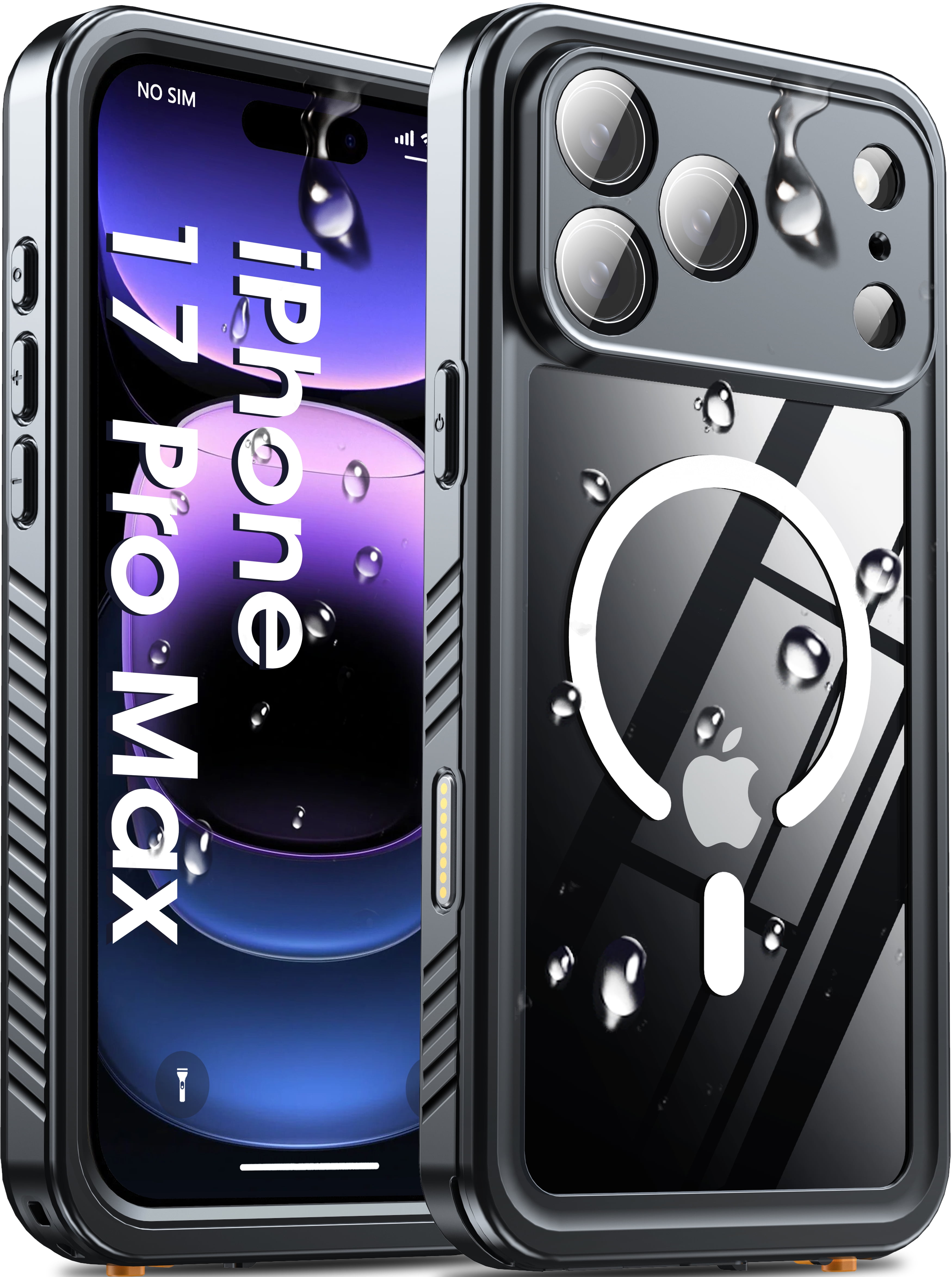 Oneagle Magnetic Waterproof Phone Case for iPhone 17 Pro Max,IP 68 Underwater,Black