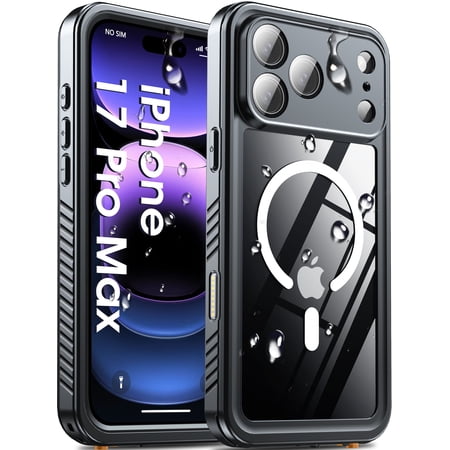 Oneagle Magnetic Waterproof Phone Case for iPhone 17 Pro Max,IP 68 Underwater,Black