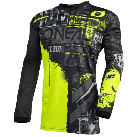 Oneal 2022 Youth Element Ride Jersey - Black/Neon - Youth X-Large