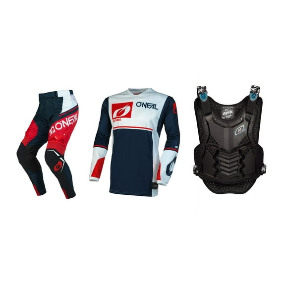 Oneal 2023 Hardwear Flow Offroad Jersey Pant Chest Protector Combo Blue/White (Small / 30)