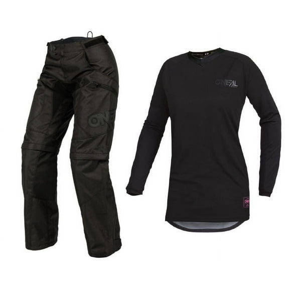 Oneal Womens Element Classic Black Motocross Dirt bike Offroad MX Jersey Pants Combo Package Riding Gear Set Jersey