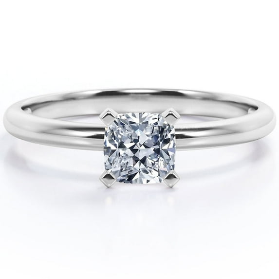 Onecarat 2 Carat - Cushion Cut - Moissanite Ring - Solitaire Engagement Ring in 18K White Gold Plating over Silver Size-8