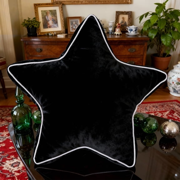 Onechionede Star Pillow - Decorative Throw Pillows Floor Cushion Accent Pillow for Sofa Bed Couch Bedroom Black