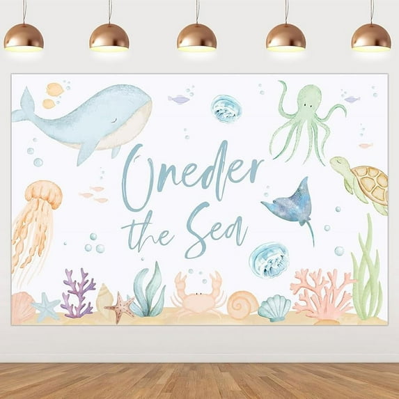 Oneder The Sea Party Decorations for Boys and Girls Sea Animals 1st Birthday Party Decorations with Oneder The Sea Party Backdrop for Under The Sea Birthday Party Supplies
