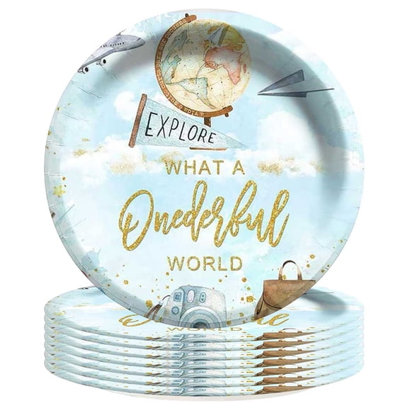 Onederful 1st First One Paper Plates Birthday Party Supplies Decorations 8pcs Tableware Disposable Dinnerware