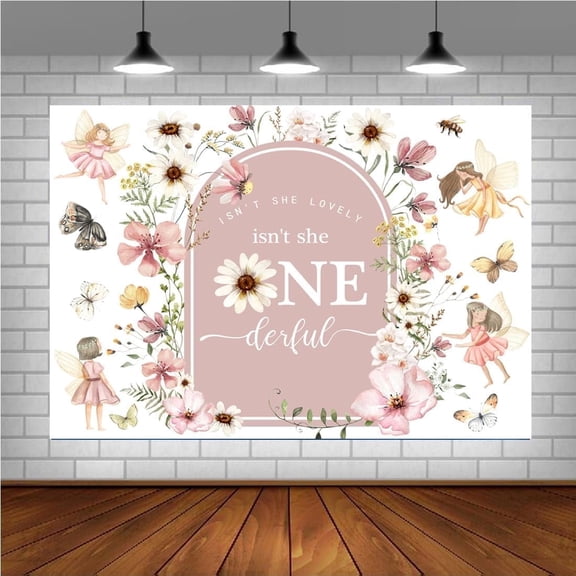 OdeJous Isn't She Onederful Backdrop Pink Flowers Gold Dots First BirthdayIsn't She Lovely Background Sweet Baby Girl Floral 1st Birthday Party Decorations Photobooth Props