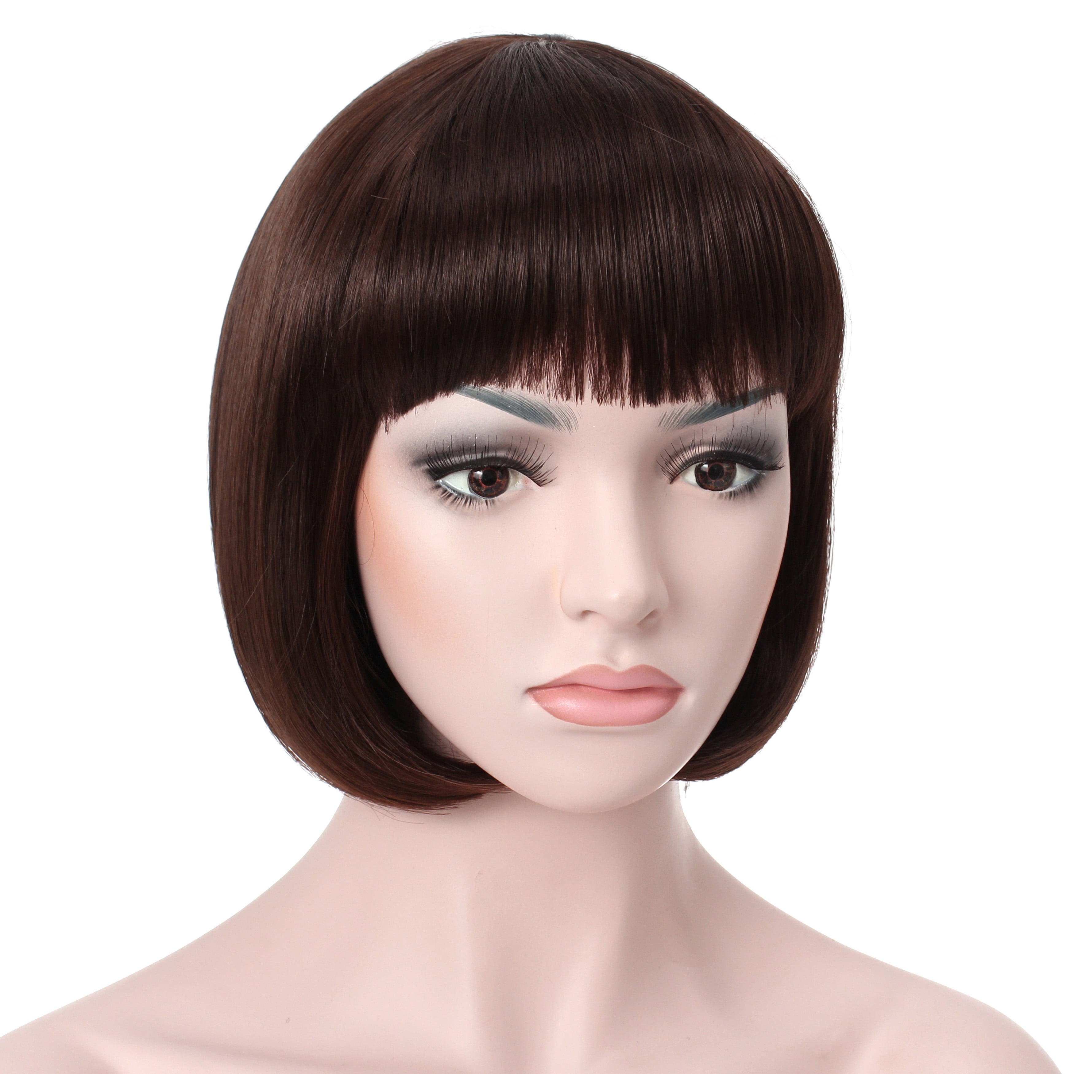 Short Chestnut Brown Bob Hairuwear Wig Chestnut Brown Highlights Bob Wig – Bejulz Beauty Supply main image 2