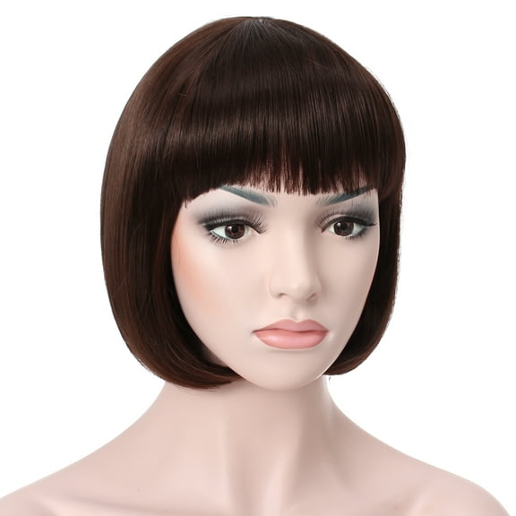 Onedor 10" Short Straight Hair Flapper Cosplay Costume Bob Wig (6# - Medium Chestnut Brown)