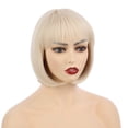 thumbnail image 1 of Onedor 10" Short Straight Hair Flapper Cosplay Costume Bob Wig (60#-Platinum Blonde), 1 of 7