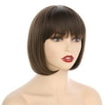 thumbnail image 1 of Onedor 10" Short Straight Hair Flapper Cosplay Costume Bob Wig (8#-Medium Ash Brown), 1 of 7