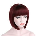 thumbnail image 1 of Onedor 10" Short Straight Hair Flapper Cosplay Costume Bob Wig (Burgundy), 1 of 7
