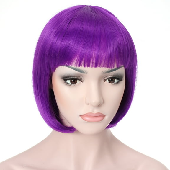 Onedor 10" Short Straight Hair Flapper Cosplay Costume Bob Wig (T2411 - Purple)