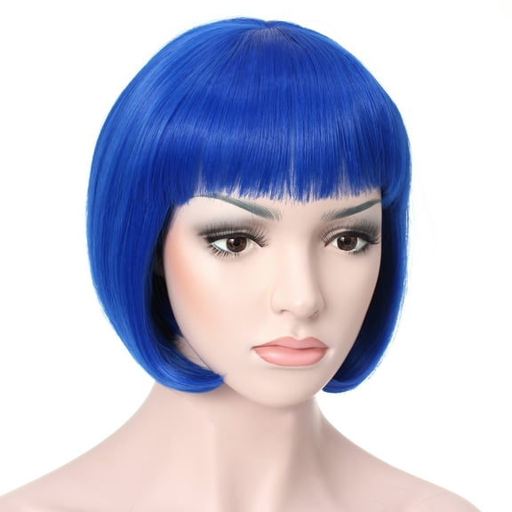Onedor 10" Short Straight Hair Flapper Cosplay Costume Bob Wig (T2512 - Blue)