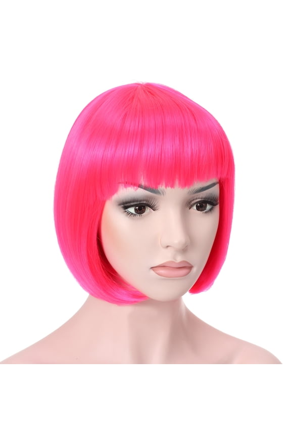10" Short Straight Hair Flapper Cosplay Costume Bob Wig (TF2315 - Hot Pink)