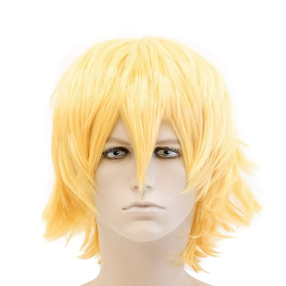 Onedor 12 Inch Short Straight Men Hair Wig Colored Cosplay Wig Heat Friendly Party Costume Unisex Wig