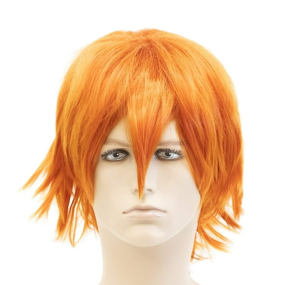 Onedor 12 Inch Short Straight Men Hair Wig Colored Cosplay Wig Heat Friendly Party Costume Unisex Wig
