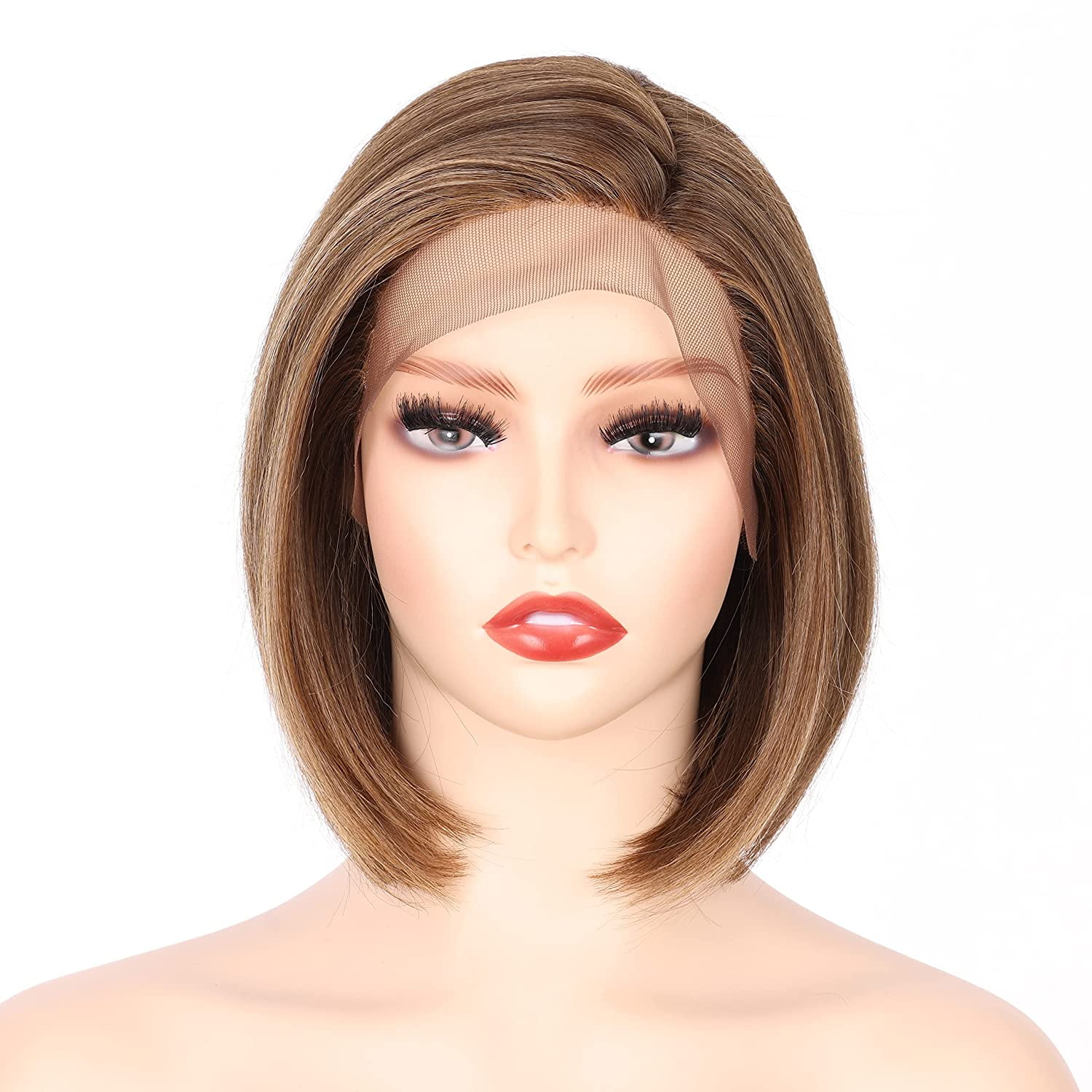 Onedor 12 Inch Side Part Lace Front Relaxed Straight Bob Wig (Light ...