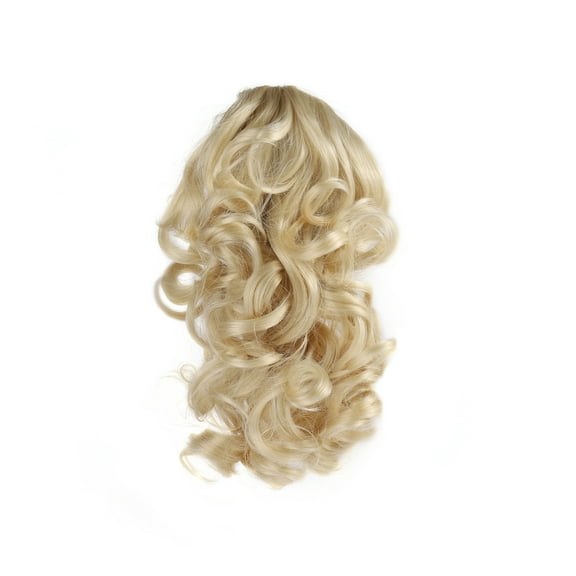 Onedor 12" Synthetic Fiber Natural Textured Curly Ponytail Clip In/On Hair Extension Hairpiece (613#-Bleach Blonde)