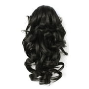 Onedor 12" Synthetic Fiber Textured Curly Ponytail Clip In/On Hair Extension Hairpiece (2# - Darkest Brown)