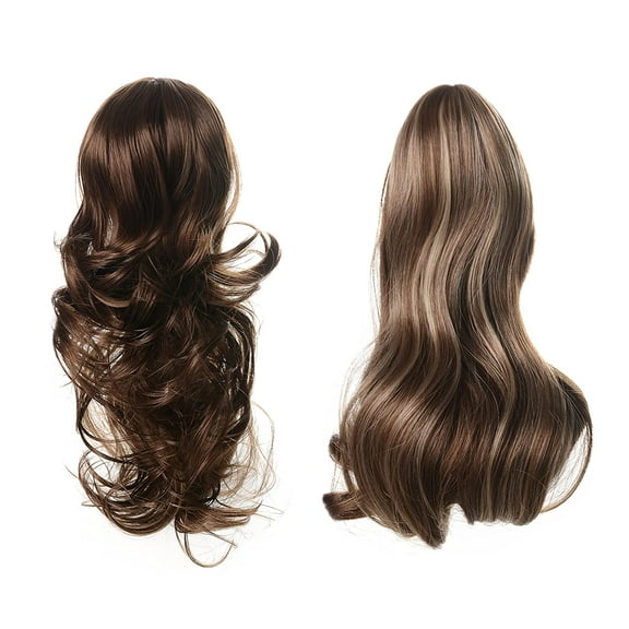 Onedor 15" Synthetic Fiber Curly Ponytail Hair Extension hairpiece with Clip-in Jaw Clips, Dual-Use Hair Extensions (12TT26)