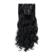 Onedor 20" Curly Full Head Clip in Synthetic Hair Extensions 7pcs 140g (1B)