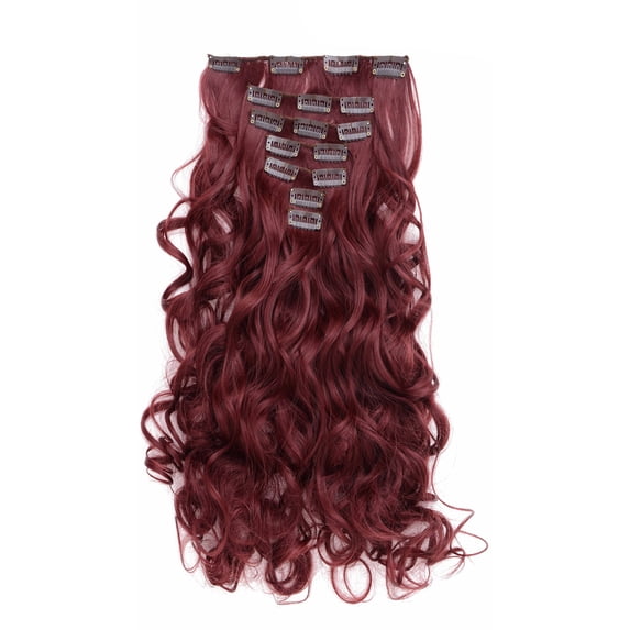 Onedor 20" Curly Full Head Clip in Synthetic Hair Extensions 7pcs 140g (99J)