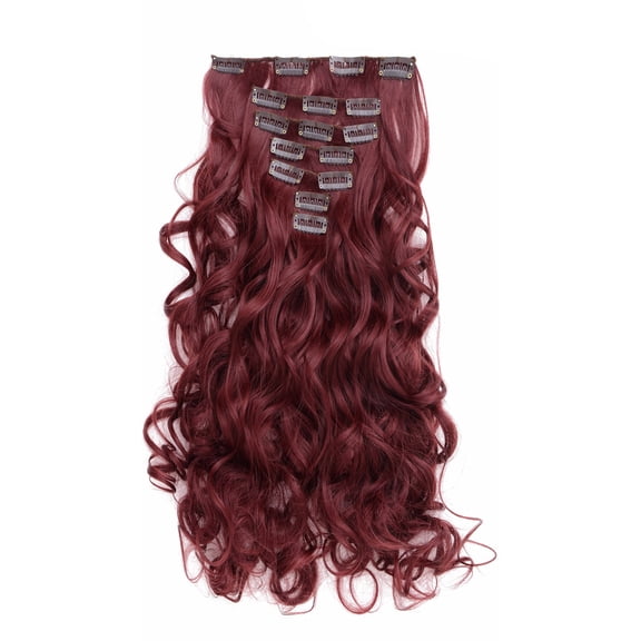 Onedor 20" Curly Full Head Clip in Synthetic Hair Extensions 7pcs 140g (99J)