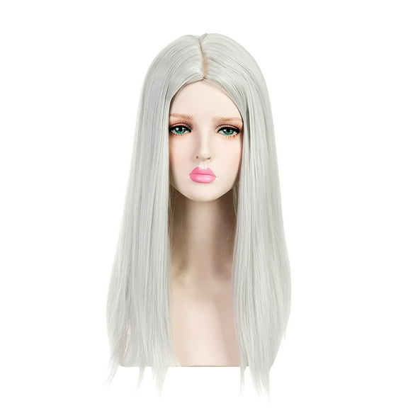 Onedor 20 Inches Natural Straight Long Synthetic Hair Women Full Head Cosplay Wig (Silver) …