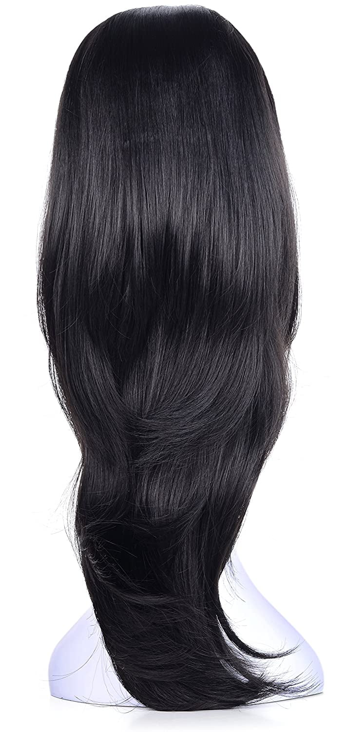 Onedor 23" Curly Hair Women Ladies 3/4 Half Wig Premium Japanese Synthetic Premium Japanese High-Temperature Fiber fibers Wigs with Secured Mesh Head Cap (Slightly Curl, R1)