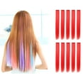 thumbnail image 1 of Onedor 23 Inch Colored Party Highlights Straight Hair Clip Extensions. Heat-Resistant Synthetic Hair Extensions in Multiple Colors (10 Pcs Red), 1 of 5