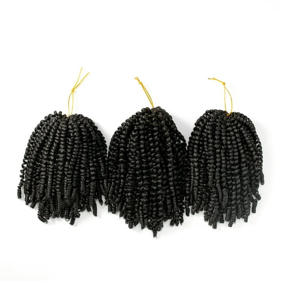 Onedor 3 Bundles/Lot 8 Inch Short Spring Twist Crochet Braids Bomb Twist Crochet Hair, Afro Kinky Curly Crochet Braids Synthetic Hair Extensions for Hair Braiding