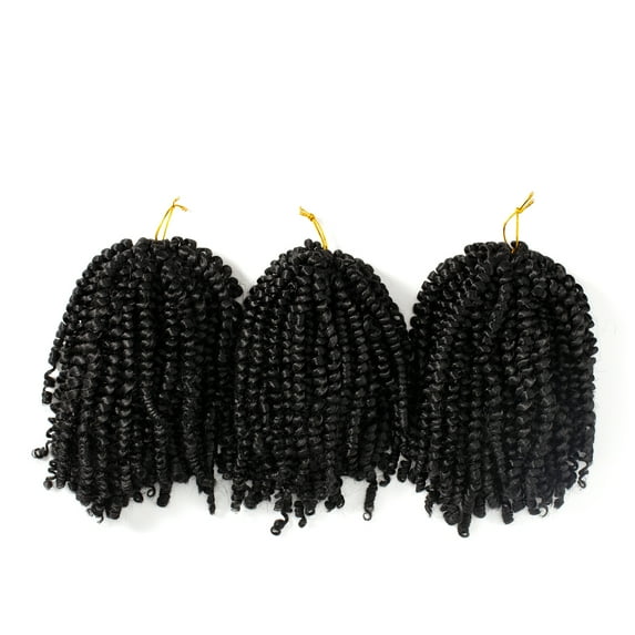 Onedor 3 Bundles/Lot 8 Inch Short Spring Twist Crochet Braids Bomb Twist Crochet Hair, Afro Kinky Curly Crochet Braids Synthetic Hair Extensions for Hair Braiding