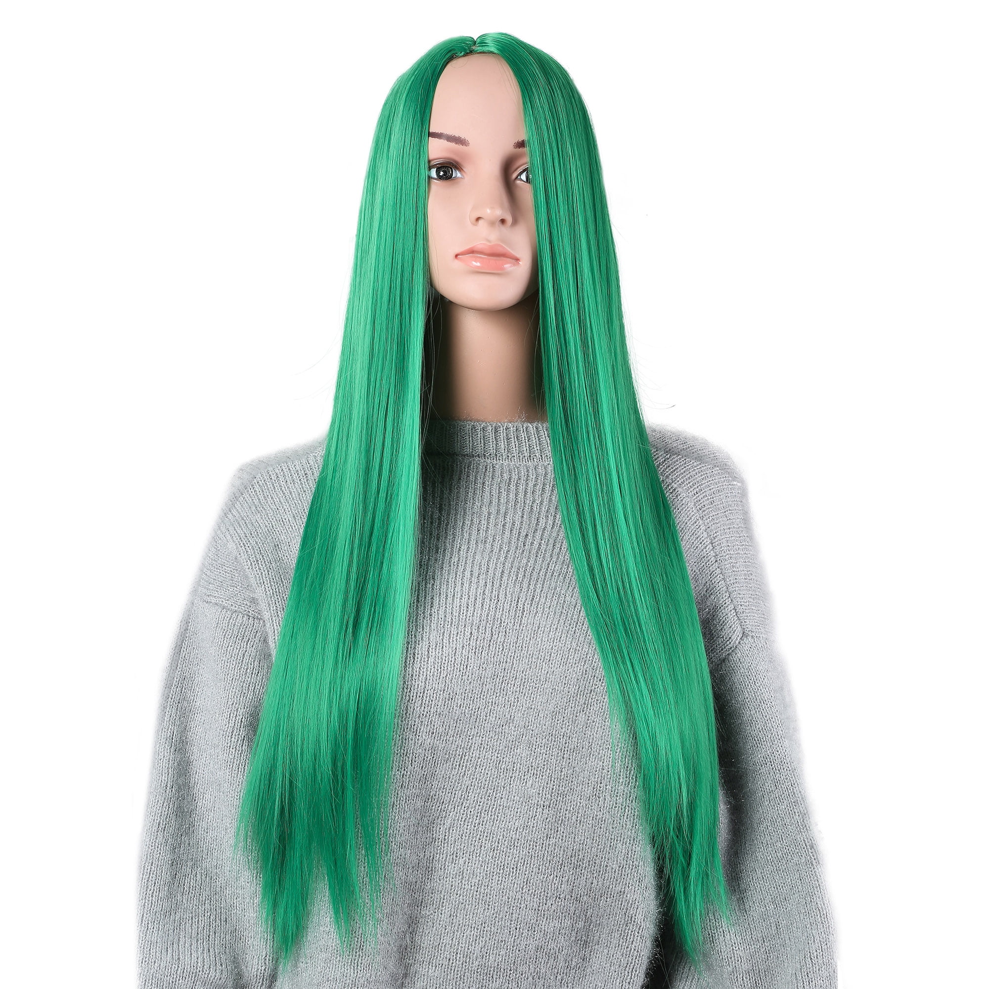 Onedor 31 Inches Green Straight Long Synthetic Hair Women Full Head Cosplay Wig with Wig Cap