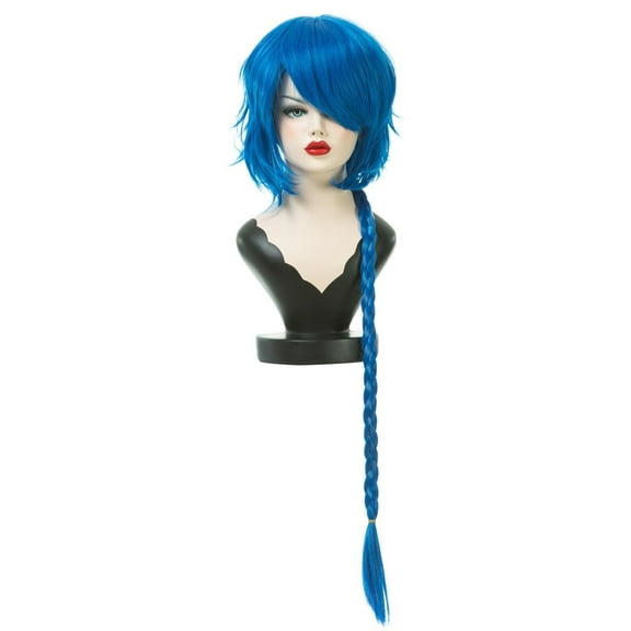 Onedor Arcane Jinx Blue Braid Wig Short Cosplay Costume Wig