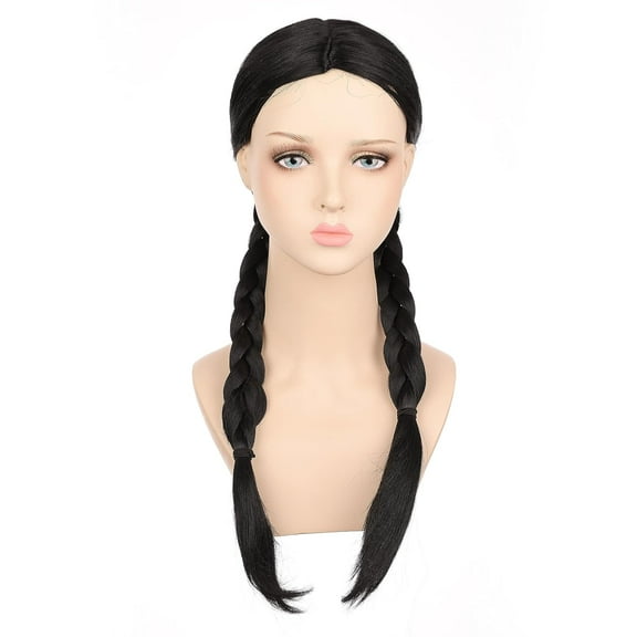 Onedor Girl's Long Curly Black Synthetic Wavy Hair Wednesday Cosplay Wigs (Style 1) …