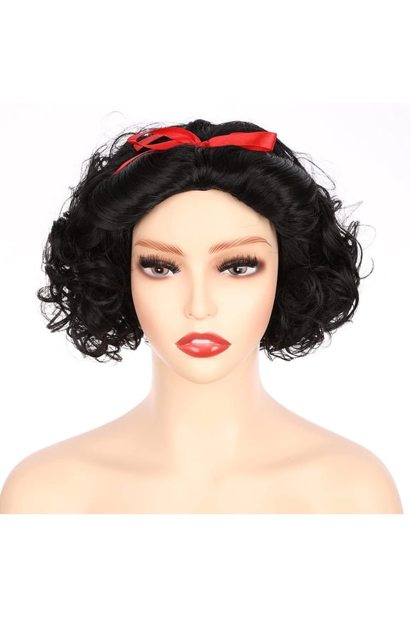 HairWiz Women's Curly Synthetic Wavy Hair Cosplay Wigs (Princess Black (Adult))
