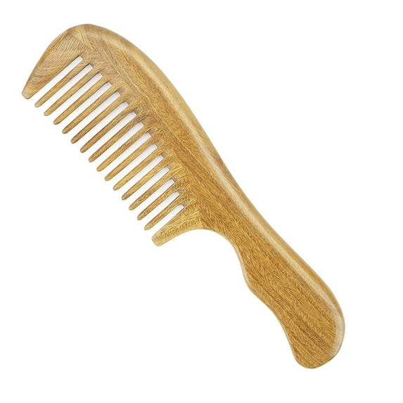 Onedor Handmade 100% Natural Green Sandalwood Hair Combs - Anti-Static Sandalwood Scent Natural Hair Detangler Wooden Comb (Wide Tooth)