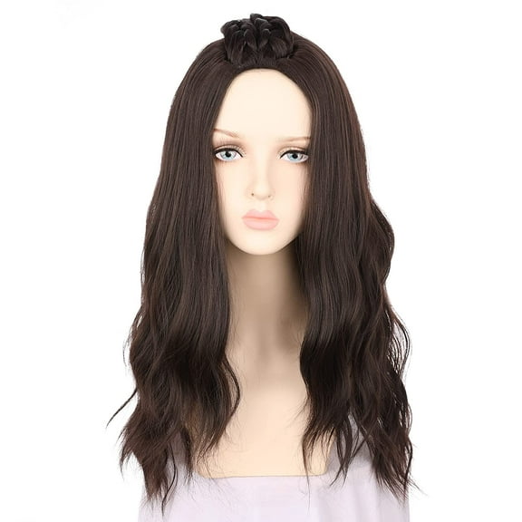 Onedor Long Curly Hair Full Wigs Cosplay Party Wig (Brown)
