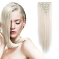 thumbnail image 1 of Onedor24" Straight Synthetic Clip in Hair Extensions. 7 individual pieces for multiple styles.140g (60#-Platinum Blonde), 1 of 6