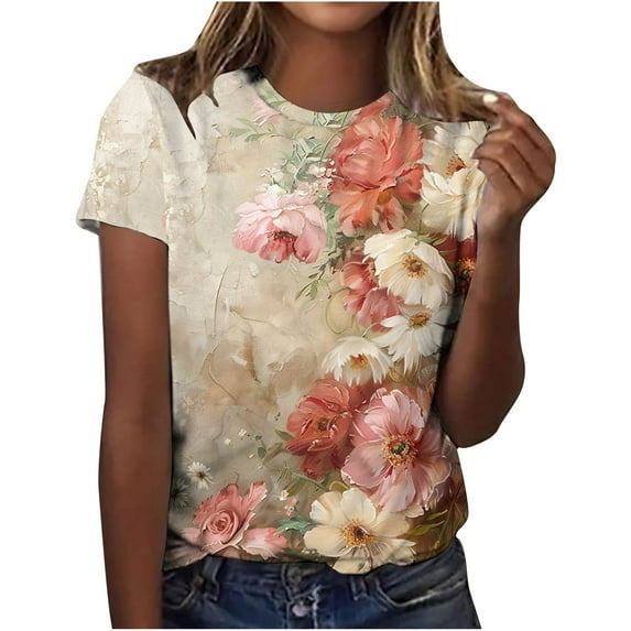 Young adult fashion Pohista White Summer Tops for Women Short Sleeve Ladies Tops And Blouses Petite Womens T Shirts Loose Fit Workout Summer Cotton Tees for Women 2025 Women Clothing Tops My Item