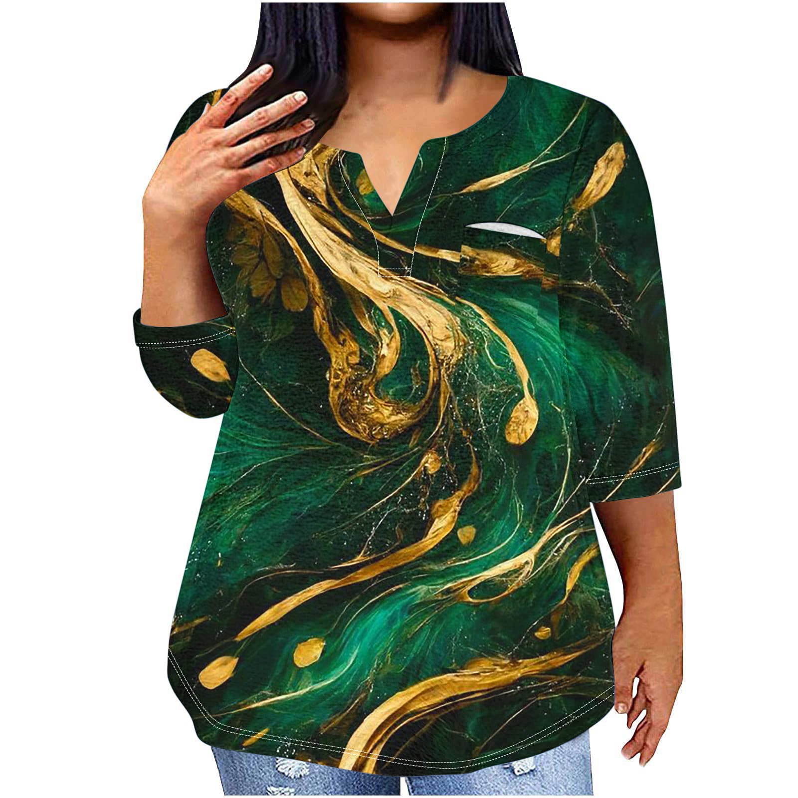 Onegirl Women Blouses Elegant Casual Floral Work Out Shirts Gym Loose Long Graphic Tees Vintage