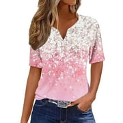 Onegirl Women Short Sleeve Tops V Neck Womens Blouses Casual Work Womens T Shirts Loose Fit Multi Pack Athletic Tops Women 3X My Orders Placed Recently By Me My Account Clearance Deals